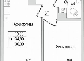 Продам однокомнатную квартиру, 36.3 м2, Псковская область, улица Героя России Досягаева, 6