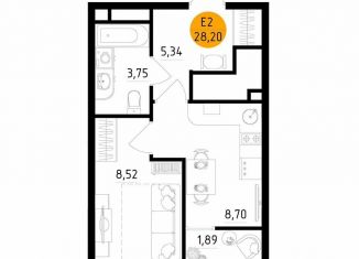 Продаю 1-комнатную квартиру, 28.2 м2, Рязань, улица Земнухова, 2