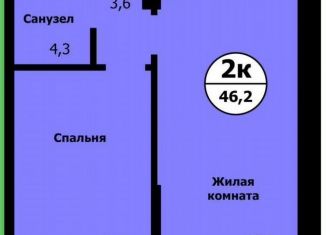 Продам 2-ком. квартиру, 46.2 м2, Красноярск, улица Лесников, 41Б