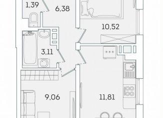 Продаю 2-ком. квартиру, 42.9 м2, Мурино, Графская улица, 6к1