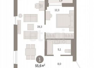 Продаю 2-комнатную квартиру, 60.7 м2, Тюмень, улица Республики, 203к1