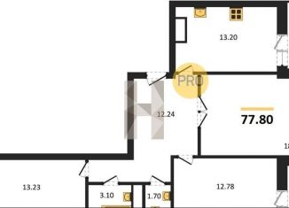 Продается трехкомнатная квартира, 77.8 м2, Воронеж, Железнодорожный район, улица Рокоссовского, 47