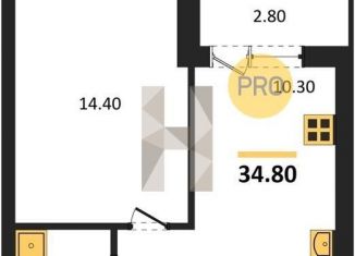 Продам 1-ком. квартиру, 34.9 м2, Воронеж, Железнодорожный район