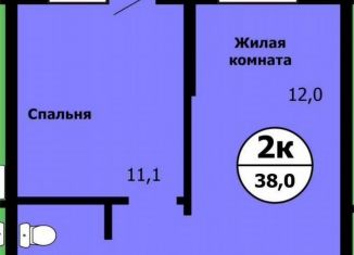 2-комнатная квартира на продажу, 38 м2, Красноярск, улица Лесников, 41Б