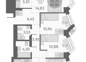 Продаю 5-комнатную квартиру, 85.8 м2, Новосибирск