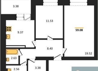 Продам 2-комнатную квартиру, 59.1 м2, Воронежская область, улица Курчатова, 26Б