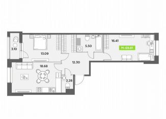 Продаю 2-ком. квартиру, 69.8 м2, Санкт-Петербург, метро Звёздная