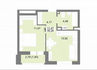 1-комнатная квартира на продажу, 35.2 м2, Екатеринбург, метро Чкаловская