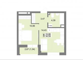 Продается 1-комнатная квартира, 34.6 м2, Екатеринбург, ЖК На Тенистой