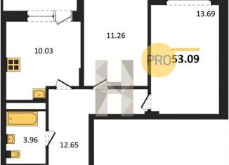 Продается 2-ком. квартира, 53.1 м2, Воронеж, Коминтерновский район, Покровская улица, 19