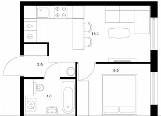 Продаю 1-комнатную квартиру, 32.3 м2, Москва, район Кунцево