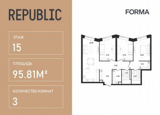 Продам 3-комнатную квартиру, 95.8 м2, Москва, жилой комплекс Репаблик, к2.3, метро Маяковская