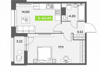 Продажа 1-ком. квартиры, 40.4 м2, Санкт-Петербург, метро Звёздная