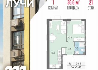 Продажа 1-комнатной квартиры, 36.6 м2, Москва