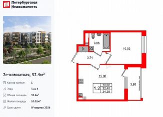 1-ком. квартира на продажу, 32.4 м2, посёлок Шушары