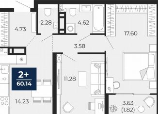 Продается 2-комнатная квартира, 60.1 м2, Тюмень, Ленинский округ