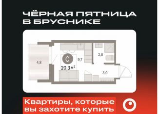 Квартира на продажу студия, 20.3 м2, Екатеринбург, метро Чкаловская