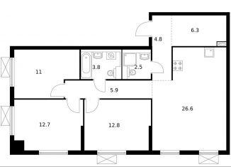 Продам 3-ком. квартиру, 86.4 м2, Москва, метро Братиславская