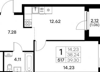 Продаю 1-комнатную квартиру, 39.3 м2, Владимирская область, Тракторная улица, 43