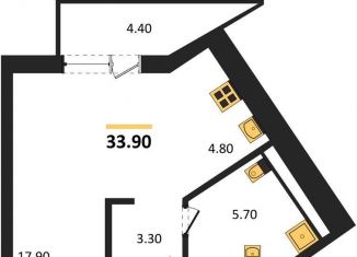 Продажа квартиры студии, 33.9 м2, Новосибирская область, Прибрежная улица, 4/2