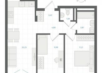 Продаю 2-ком. квартиру, 54.5 м2, Екатеринбург, Ленинский район