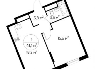 Продажа 1-ком. квартиры, 41.1 м2, деревня Рассказовка, деревня Рассказовка, 1