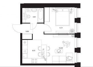 Продам 1-ком. квартиру, 38.4 м2, Москва, метро Беломорская, жилой комплекс Бусиновский Парк, 1.4