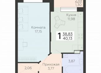 Продаю 1-комнатную квартиру, 40.1 м2, Воронеж, улица Независимости, 78, Коминтерновский район