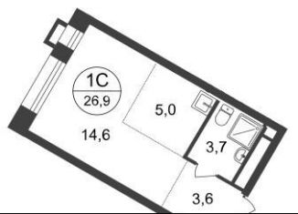 Продам квартиру студию, 26.9 м2, Московский, ЖК Первый Московский, 7-я фаза, к2