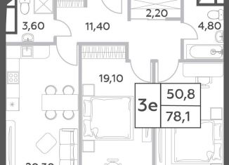 Продам трехкомнатную квартиру, 78.1 м2, Москва, проспект Генерала Дорохова, вл1к1, метро Минская