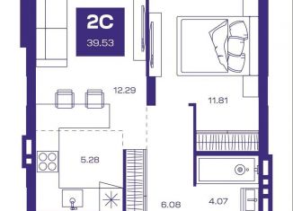 Продам двухкомнатную квартиру, 39.5 м2, Новосибирская область