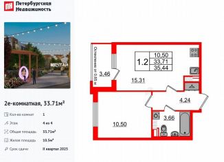 Продажа 1-ком. квартиры, 33.7 м2, посёлок Шушары, Колпинское шоссе, 5