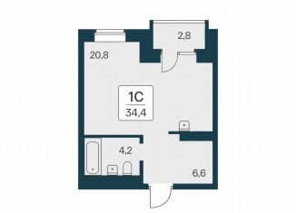 Квартира на продажу студия, 34.4 м2, Новосибирск, метро Сибирская