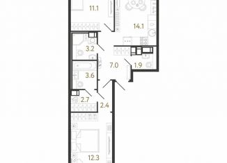 Продается двухкомнатная квартира, 58.3 м2, Санкт-Петербург, метро Озерки, улица Шостаковича, 8к2