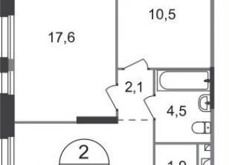 Двухкомнатная квартира на продажу, 58.4 м2, Московский, ЖК Первый Московский, 9-я фаза, к2