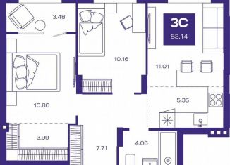 Продам 3-комнатную квартиру, 53.1 м2, Новосибирская область