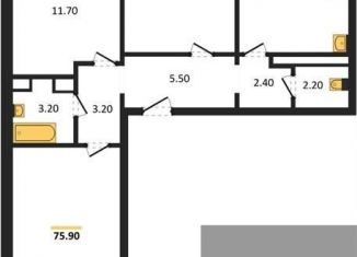 3-комнатная квартира на продажу, 75.9 м2, Воронеж, улица Шидловского, 28