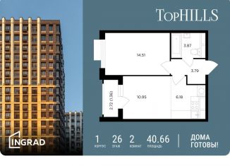 Продам 2-ком. квартиру, 40.7 м2, Москва, ЖК ТопХиллз, Электролитный проезд, 7