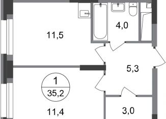 Продажа однокомнатной квартиры, 35.2 м2, Московский, ЖК Первый Московский