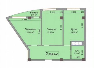 Продажа 2-ком. квартиры, 65.3 м2, Нальчик, улица Тарчокова, 135, район Горная