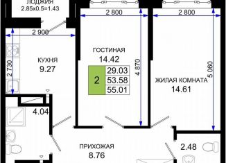 Продаю двухкомнатную квартиру, 55 м2, Ростов-на-Дону, Октябрьский район