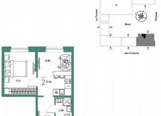 Продается 2-ком. квартира, 31.4 м2, Тюмень, Калининский округ, Ярославская улица, 9к1