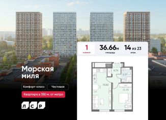 Продам 1-комнатную квартиру, 36.7 м2, Санкт-Петербург, муниципальный округ Юго-Запад