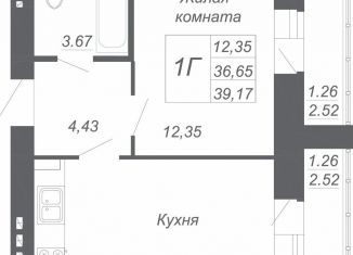 Продаю 1-комнатную квартиру, 39.2 м2, село Осиново