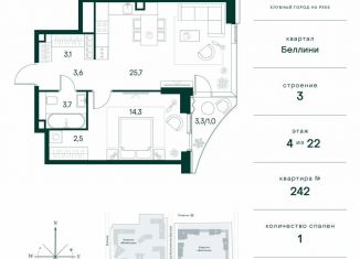 Продам 1-комнатную квартиру, 53.9 м2, Москва, метро Тушинская