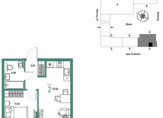 Продается 2-комнатная квартира, 37 м2, Тюмень, Калининский округ, Ярославская улица, 9к1