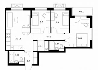 Продам 3-ком. квартиру, 71.1 м2, Улан-Удэ, улица Шмидта, 37А