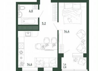 Продаю 1-ком. квартиру, 39.6 м2, Воронеж, Железнодорожный район