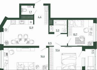 Продаю трехкомнатную квартиру, 72.5 м2, Воронеж