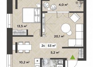 Продается 2-ком. квартира, 53 м2, Новосибирск, метро Гагаринская, Красный проспект, 104